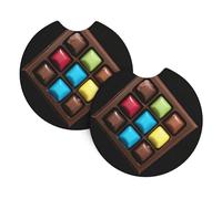 Hjfczh Nine-Grid Chocolate Printed Car Interior Cup Holder Pad 2 Pc Waterproof & Quick Drying, Protects Against Spills & Scratches