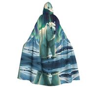 HJFCZH Northern Lights Polar Bear Prints Halloween Adult Hooded Cloak for various party and carnival settings