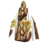 HJFCZH Nut-eating squirrel Prints Halloween Adult Hooded Cloak for various party and carnival settings