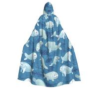 HJFCZH ocean animal manatee Prints Halloween Adult Hooded Cloak for various party and carnival settings