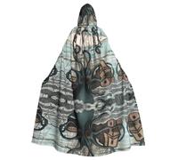 HJFCZH Octopus and boat Prints Hooded Cloak - Extra Large Cape with Drawstring, Cozy Layer