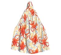 HJFCZH octopus design Pattern Halloween Adult Hooded Cape Super Large Hooded Cloak with Bow Tie, No Zipper