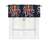 HJFCZH Octopus Intertwined Prints Kitchen Window Cover - 54x18 Inch Peach Skin Valance for Soft Lighting & Easy Style