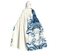 HJFCZH Octopus Prints Hooded Cloak - Extra Large Cape with Drawstring, Cozy Layer