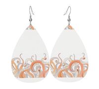 HJFCZH Octopus tentacles Prints Water Drop Earrings - Fashionable Faux Leather Drops with 925 Sterling Silver Earring Hooks - Durable & Stylish