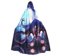 HJFCZH octopuses Pattern Halloween Adult Hooded Cape Super Large Hooded Cloak with Bow Tie, No Zipper
