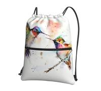HJFCZH Oil Painting Bird Prints Drawstring Zipper Backpack - Lightweight Water-Resistant Gym Bag for Travel, Sports & Yoga - Durable Foldable Cover with Front Pocket