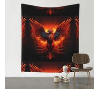 HJFCZH Orange Red Phoenix Prints Wall Decor Tapestry 60x51in - Boho Dorm Room Backdrop, Beach Blanket & Stylish Sofa Throw