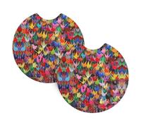 HJFCZH Origami Paper Cranes Prints Car Cup Coasters 2-Pack - High-Grade Neoprene Layers for Spillproof Protection & Stylish Vehicle Interiors - Fits Most Cars