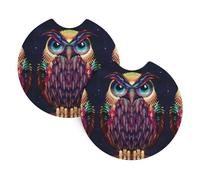 HJFCZH Owl Pattern Prints Car Cup Coasters 2-Pack - Neoprene Drink Covers for Worry-Free Driving & a Spotless Interior - Fits Most Vehicles