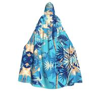 HJFCZH palm trees and sea turtles diving underwater Pattern Halloween Adult Hooded Cape Super Large Hooded Cloak with Bow Tie, No Zipper