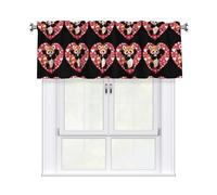 HJFCZH Panda Surrounded By Love Hearts Prints Durable Window Layer - 54x18 Inch 100% Polyester Peach Skin Valance for Long-Lasting Style
