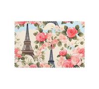 HJFCZH paris eiffel tower flower Printed Placemats for Dining Table Set of 6 for Hotels, Homes, and Banquets as Decorative Table Decorations, Beautiful durable