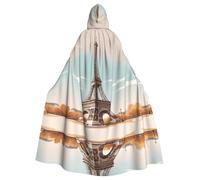 HJFCZH Paris Eiffel Tower Prints Halloween Adult Hooded Cloak for various party and carnival settings