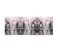 HJFCZH Paris Street Eiffel Tower Pink Floral Mouse Pad 12x31.5in Extended Desk Throw