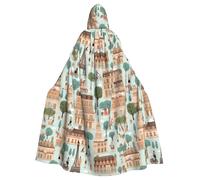 HJFCZH paris street scene eiffel tower Prints Halloween Adult Hooded Cloak for various party and carnival settings