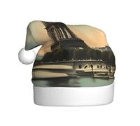 HJFCZH Paris Vintage Postcard Printed Christmas Hat for Adult quality festive accessory crafted soft, lightweight