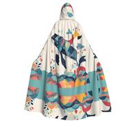 HJFCZH Patchwork Whale Printed Halloween Adult Hooded Cloak for various party and carnival settings
