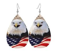 HJFCZH Patriotic Bald Eagle with American Flag Prints Drip Earrings - Stylish Faux Leather Charms - Lightweight Dangling Jewelry for Women & Girls - Festive Holiday Accents