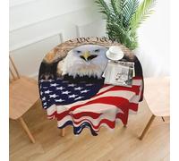 HJFCZH Patriotic Bald Eagle with American Flag Prints Round Table Throw 60 Inch - High-Grade Polyester Table Cover, Waterproof & Wrinkle-Resistant Decor for Dining Room, Coffee Table, Parties