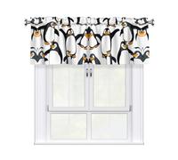 HJFCZH Penguin Dabbing Prints Kitchen Window Cover - 54x18 Inch Peach Skin Valance for Soft Lighting & Easy Style