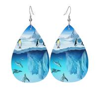 HJFCZH Penguins On The Iceberg Prints Dangle Leather Earrings - Elegant Water Drop Drops for Festive Style & Everyday Chic