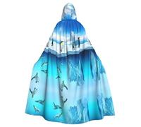 HJFCZH Penguins On The Iceberg Prints Hooded Cloak - Oversized Cape, Cozy Throw for Halloween & Cosplay Fun