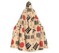 HJFCZH piano music symbol Picture Halloween Adult Hooded Cloak ensuring easy care and long-lasting use