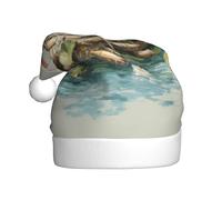 HJFCZH Pigs on a bamboo raft Picture Christmas Hat for Adult quality festive accessory crafted soft, lightweight