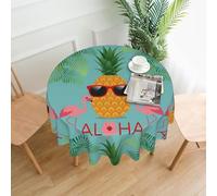 HJFCZH Pineapple Flamingo Prints Round Table Throw 60 Inch - High-Grade Polyester Table Cover, Waterproof & Wrinkle-Resistant Decor for Dining Room, Coffee Table, Parties