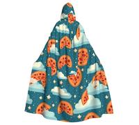 HJFCZH Pizza In The Sky Printing Halloween Adult Hooded Cloak is a super large, comfortable, and durable cloak