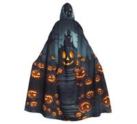 HJFCZH Pumpkin Grave Printed Halloween Adult Hooded Cloak for various party and carnival settings