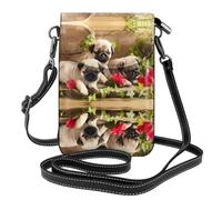 HJFCZH puppys pug Leather Crossbody Phone Pouch