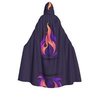 HJFCZH Purple Flame Picture Halloween Adult Hooded Cape Super Large Hooded Cloak