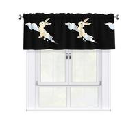 HJFCZH Rabbit Flying Into The Sky Prints Kitchen Window Cover - 54x18 Inch Peach Skin Valance for Soft Lighting & Easy Style