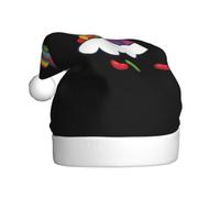 HJFCZH Rainbow Beans Under The Rainbow Prints Christmas Hat for Adult | Plush Holiday Throw, Festive Party Accessory, Durable & Reusable Year After Year