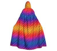 HJFCZH Rainbow Colored Striped Printing Halloween Adult Hooded Cloak is a super large, comfortable, and durable cloak