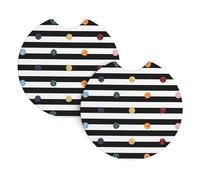 HJFCZH Rainbow Polka Dot Stripe Black and White Prints Car Cup Coasters 2-Pack - Neoprene Drink Covers for Worry-Free Driving & a Spotless Interior - Fits Most Vehicles