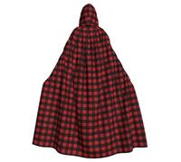 HJFCZH Red Black Buffalo Check Plaid Pattern Prints Hooded Cloak - Extra Large Cape, Durable Costume Throw for Cospla