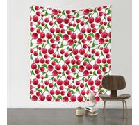 HJFCZH Red Cherries Prints Wall Decor Tapestry 60x51in - Boho Dorm Room Backdrop, Beach Blanket & Stylish Sofa Throw