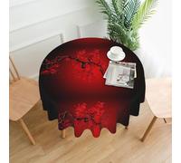 HJFCZH Red Cherry Blossom Prints Round Decorative Tablecloth 60in - High-Grade Polyester Throw for Dinners, Weddings & Everyday Use