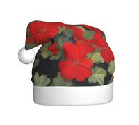 HJFCZH Red Geranium Potted Plant Printed Christmas Hat for Adult quality festive accessory crafted soft, lightweight
