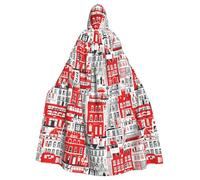 HJFCZH Red London Street Printing Halloween Adult Hooded Cloak is a super large, comfortable, and durable cloak