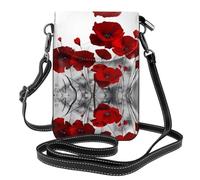 HJFCZH Red Poppy Flower Leather Crossbody Phone Cover
