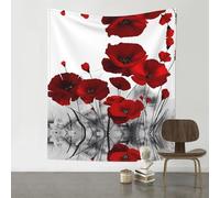 HJFCZH Red Poppy Flower Prints Wall Decor Tapestry 60x51in - Boho Dorm Room Backdrop, Beach Blanket & Stylish Sofa Throw