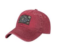 HJFCZH Red Washed Denim Baseball Cap Hat Tarot Compass Picture Adjustable Strap, Cotton Classic for Men & Women