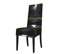 HJFCZH Removable dining chair cover Fresh forest after rain Prints soft and comfortable for banquet and ceremony restaurant chairs