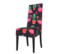 HJFCZH Removable dining chair cover pink flamingo succulent plants Prints soft and comfortable for banquet and ceremony restaurant chairs