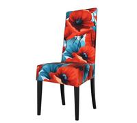 HJFCZH Removable dining chair cover poppy flowers vivid petals Prints soft and comfortable for banquet and ceremony restaurant chairs