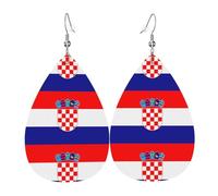 HJFCZH Republic of Croatia flag Prints Teardrop Leather Earrings - Lightweight Dangles with Silver-Plated Hooks, Vivid Color & Hypoallergenic Design for Festive Occasions
